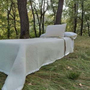 Manta de Lana Lisa para Cama Color Blanco (500 g/m2)