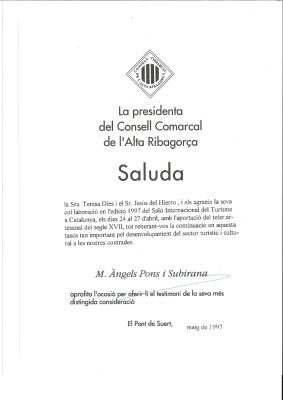 Eje Cronológico - Artesanía en Mantas de Lana - Participacion en el Salon Internacional del Turisme de Cataluna 1997 page 0001 Eje Cronológico - Participacion en el Salon Internacional del Turisme de Cataluna 1997 page 0001